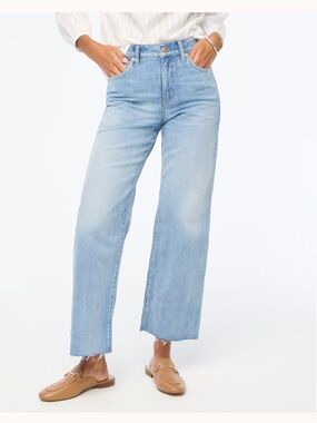 J. Crew Wide-leg Cropped Jean Frayed Hem Size 29 Cotton